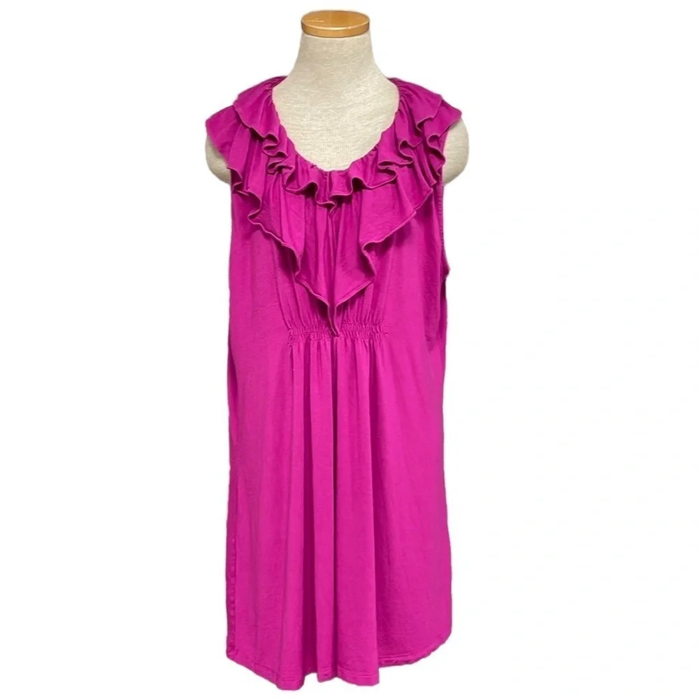 Alfani Dress Womens X Large Pink Sleeveless Ruffles Shift Midi